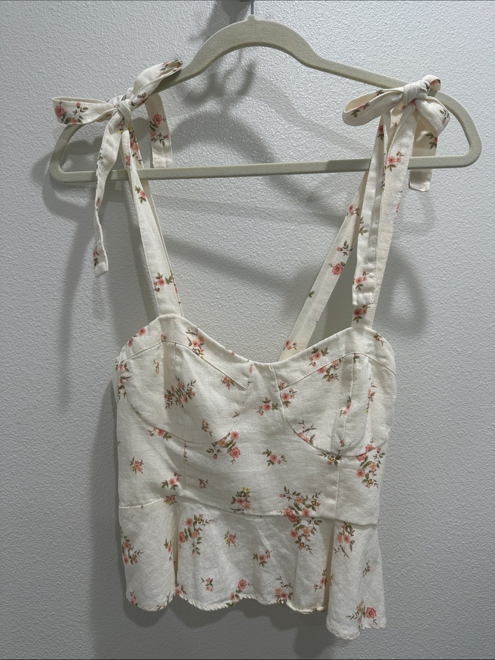 Audrey 3+1 Cream Floral Tie-Shoulder Bustier Top